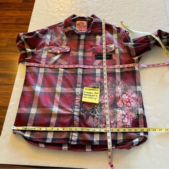 Britney Spears Flannel Shirt Unisex Large Red Plaid Button Down Handmade Upcycle - Picture 10 of 13